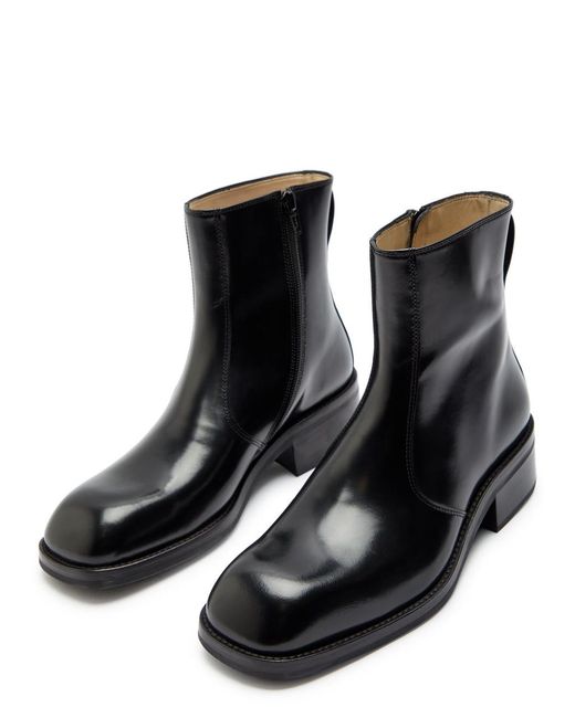 Lemaire Black Patent Leather Chelsea Boots