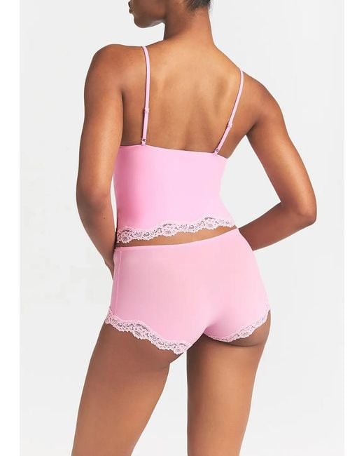 Skims Pink Lace-Trimmed Camisole And Shorts Set