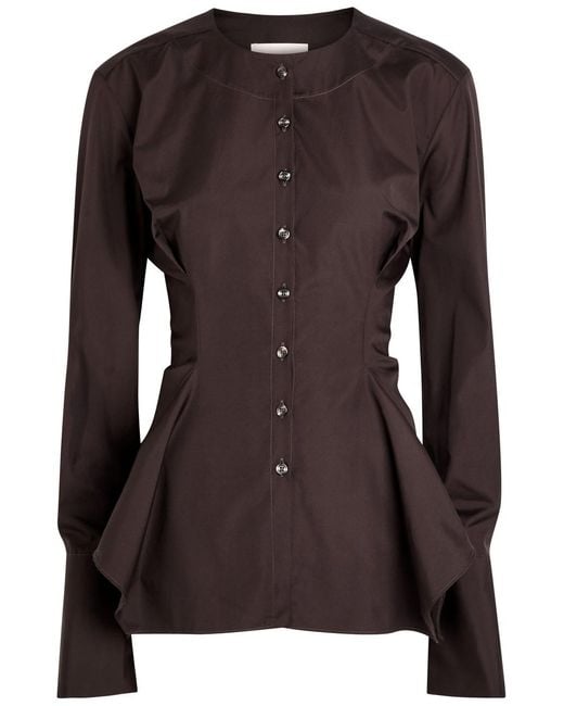 LIBEROWE Brown Lavinia Darted Cotton-Poplin Shirt