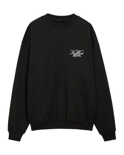 Kidwest Black Logo-Print Cotton Sweatshirt for men