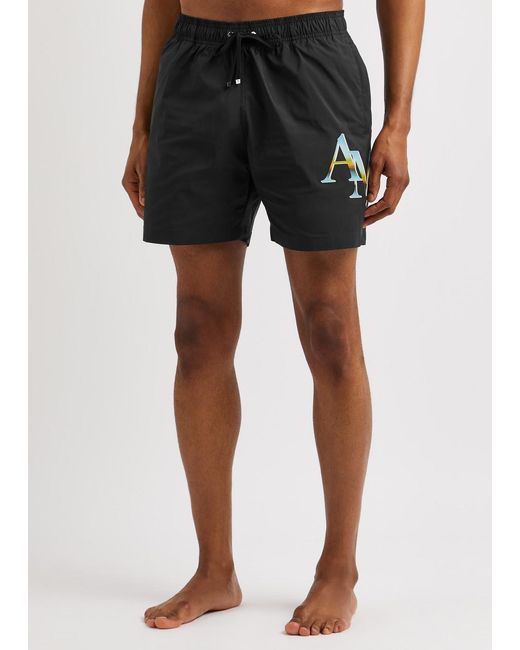 Amiri Black Logo-appliquéd Shell Swim Shorts for men