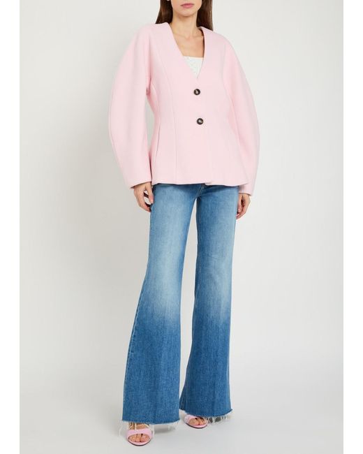 Mother Blue The Doozy Fray Flared-Leg Stretch-Denim Jeans