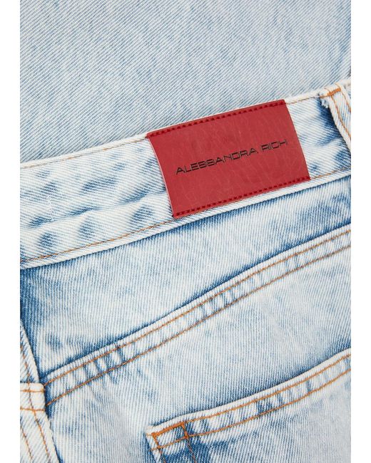 Alessandra Rich Blue Stud-embellished Wide-leg Jeans
