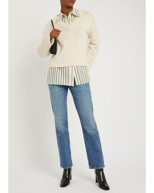 Citizens of Humanity Blue Blaine Horsebit-Embellished Slim Straight-Leg Jeans