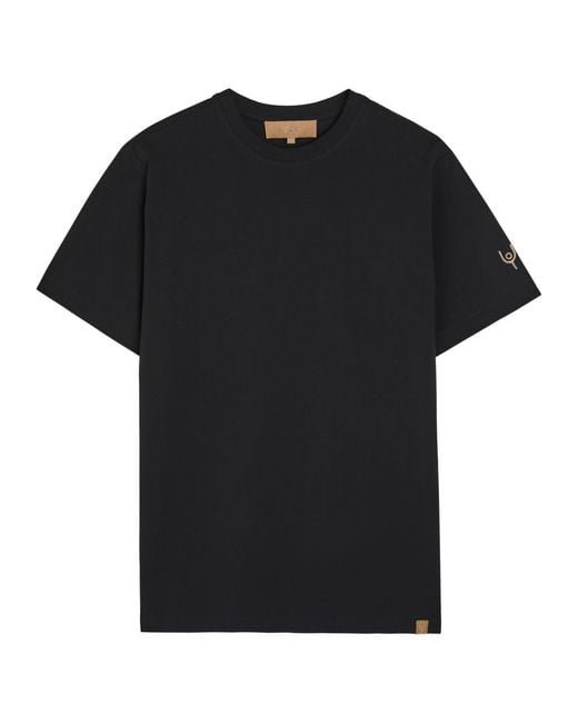 Now You Live Black Arensby Logo-Embroidered Cotton T-Shirt for men