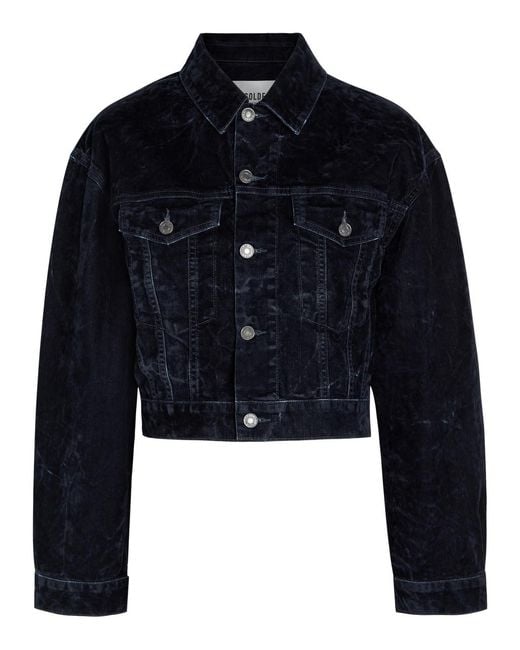 Agolde Blue Radley Cropped Velvet Jacket