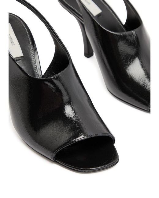 Totême Black Contour 85 Naplack Leather Slingback Sandals