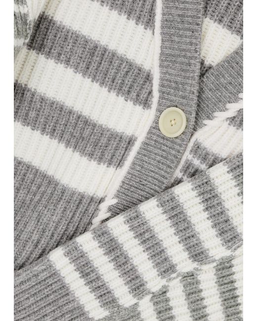 Jonathan Simkhai Gray Adara Striped Wool-blend Cardigan