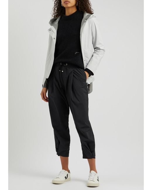 Herno Black Cropped Tapered Nylon Trousers