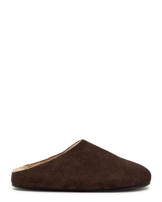 The Row Brown Hudson Suede Sliders