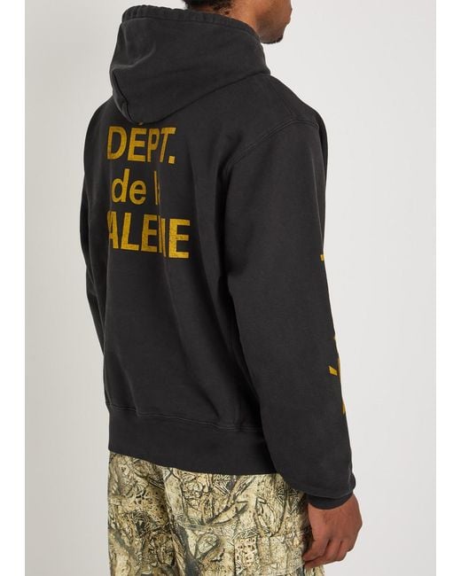 GALLERY DEPT. Black Printed Hooded Cotton Sweatshirt for men