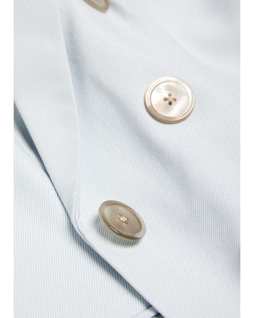 Veronica Beard Blue Tomi Dickey Gathered-Sleeve Twill Blazer
