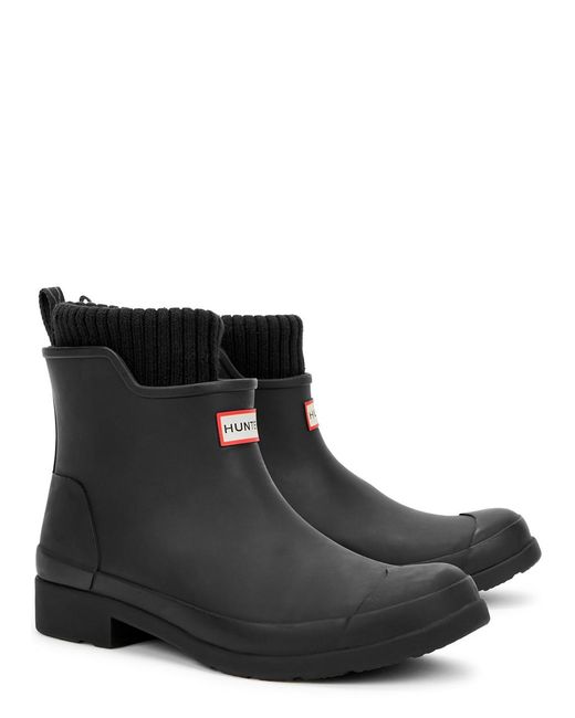 Hunter Black Chelsea Rubber Ankle Boots