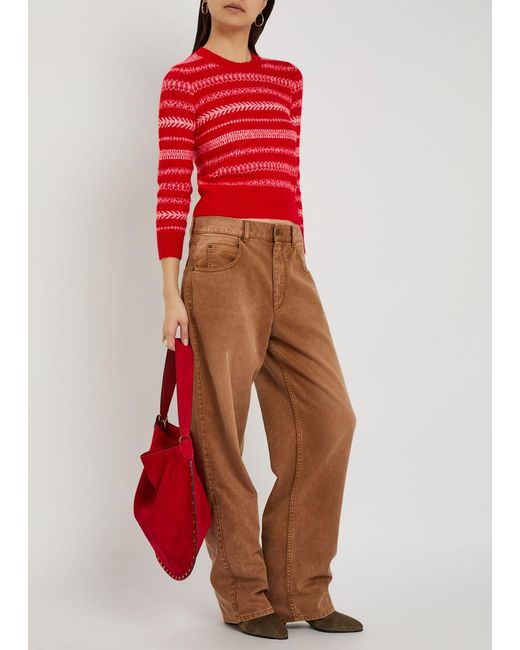Isabel Marant Red Amity Fair Isle Brushed Alpaca-Blend Jumper