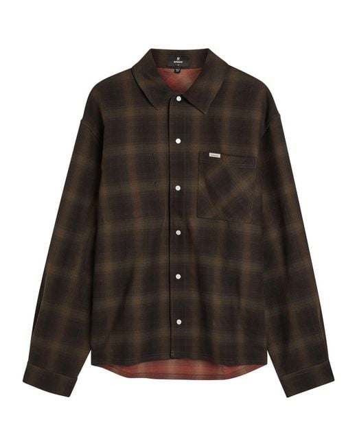 Represent Black Reversible Plaid Cotton Shirt for men