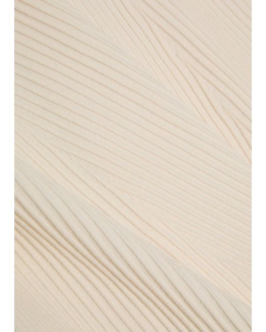 Maria McManus White Ribbed-Knit Midi Dress