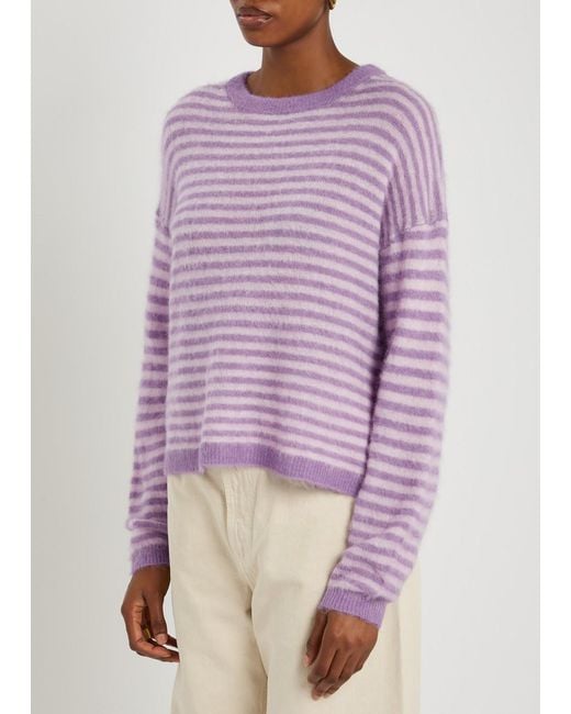 American Vintage Purple Nenybay Striped Brushed-Knit Jumper