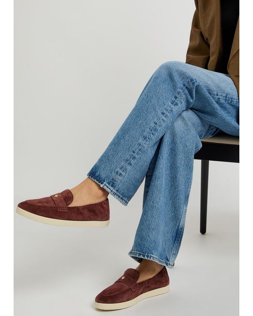 Tory Burch Red Ballet Sport Suede Loafers