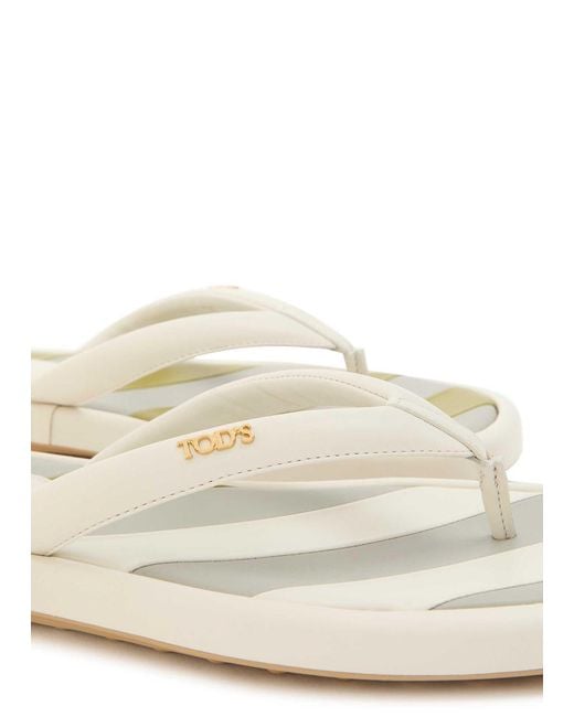 Tod's White Sand Padded Leather Sandals