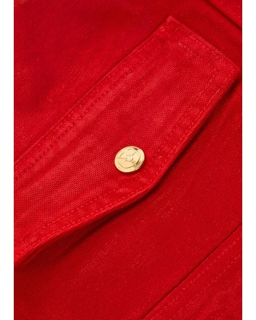 RÙADH Red The Henderson Leather Collar Waxed Canvas Jacket