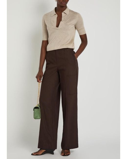Vince Brown Relaxed Straight-Leg Stretch-Cotton Trousers