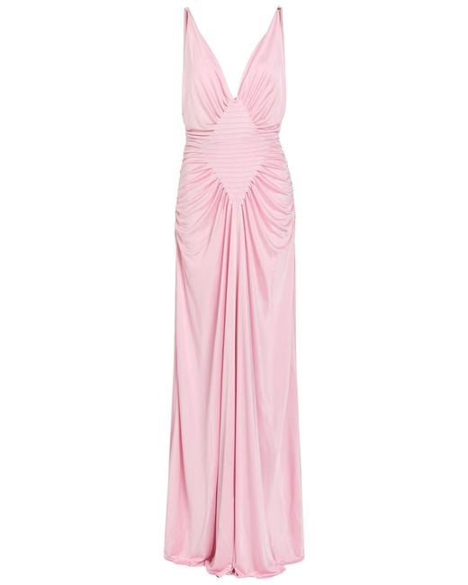 Versace Pink Draped Satin-Jersey Gown