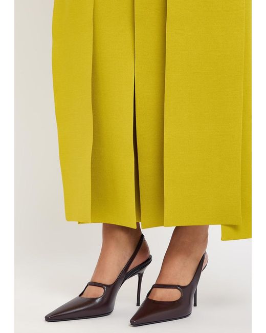 Alaïa Brown Drop 90 Leather Slingback Pumps