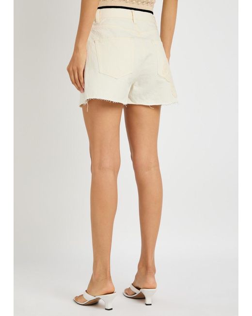 FRAME White The Dare Crotchet Denim Shorts