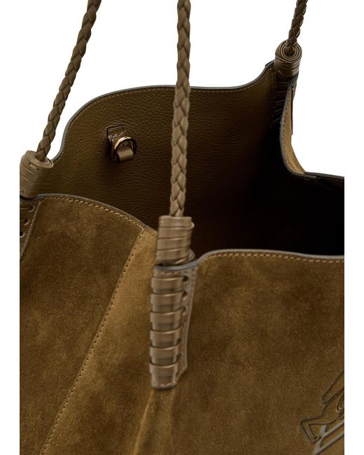 Etro Brown Libra Medium Leather And Suede Tote