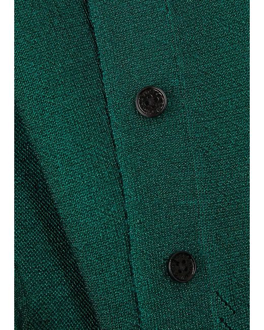 Victoria Beckham Green Vb Body Glittered Cropped Stretch-knit Cardigan