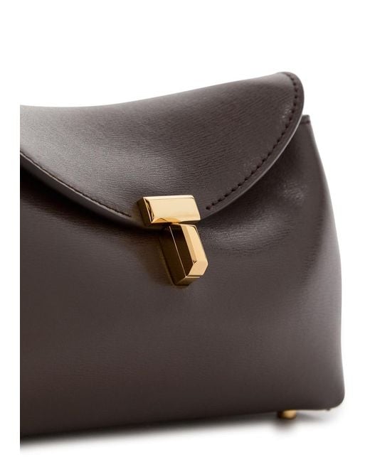 Totême  Brown T-Lock Mini Leather Clutch