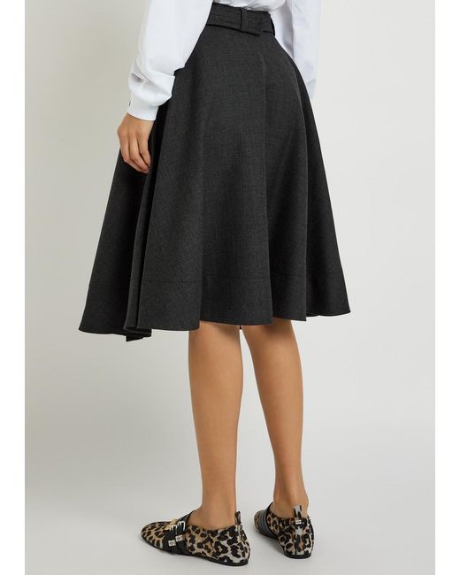 Ganni Black Belted Twill Midi Wrap Skirt