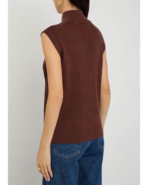 Varley Red Lois Ribbed Knit Top