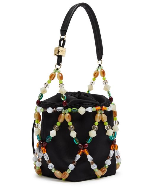 Ganni Black Beads Bucket Bag
