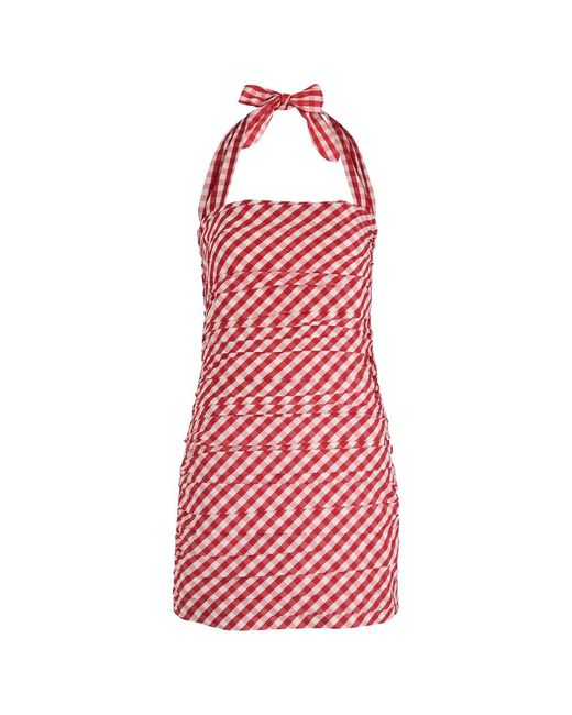 BERNADETTE Red Tippy Gingham Taffeta Mini Dress