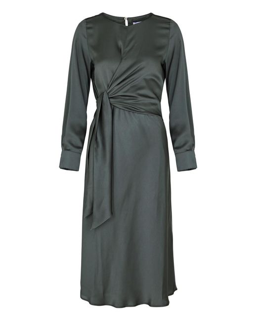 Marella Gray Sion Wrap-effect Satin Midi Dress