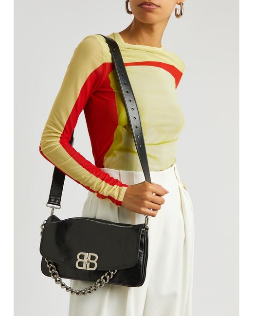 Balenciaga Black Soft Flap Medium Shoulder Bag