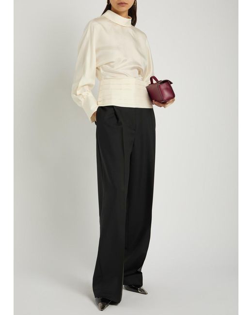 Rohe White Tuxedo Reversed-Collar Silk Top