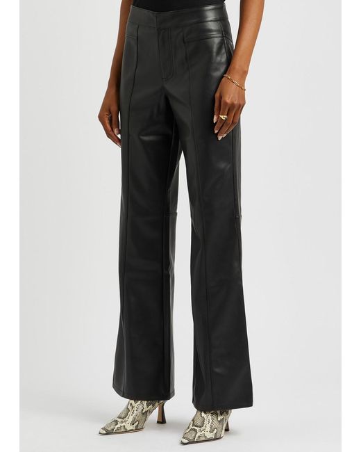 Free People Black Uptown Flared Faux-leather Trousers