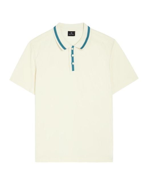 Paul Smith White Striped-Trim Cotton-Blend Polo Shirt for men