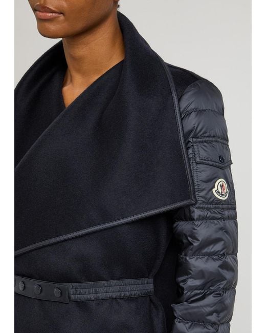 Moncler Blue Quilted Wool Cape Coat