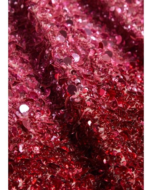 Alice + Olivia Red Eve Dégradé Sequin-Embellished Mini Dress