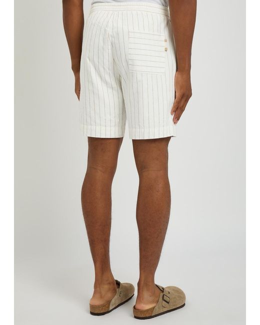 CHE White Franklin Striped Cotton And Linen-Blend Shorts for men