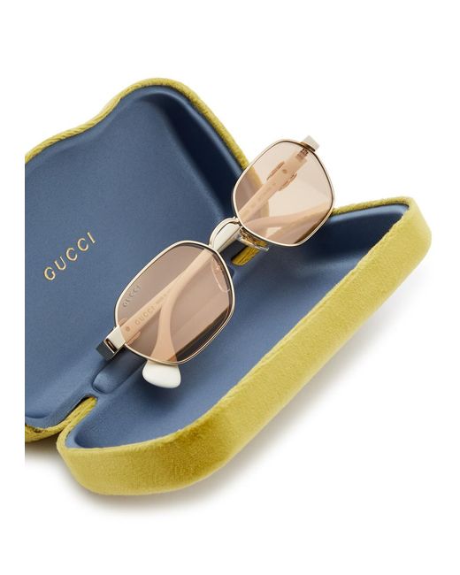 Gucci Metallic Oval-frame Sunglasses