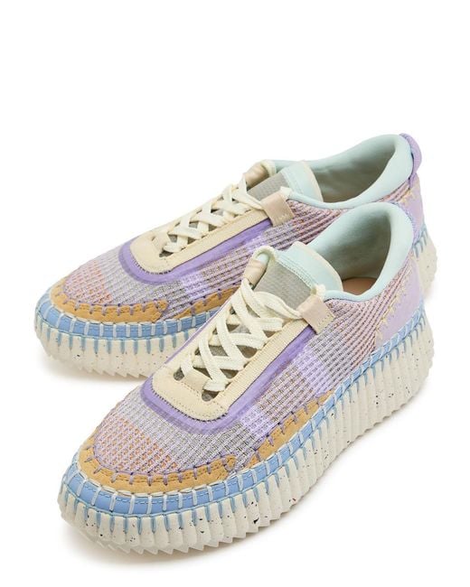 Chloé White Nama Panelled Knitted Sneakers