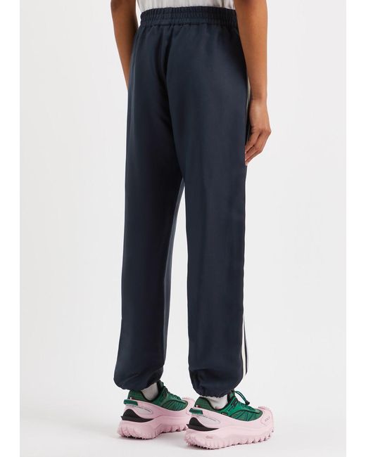 Moncler Blue Logo Striped Jersey Sweatpants
