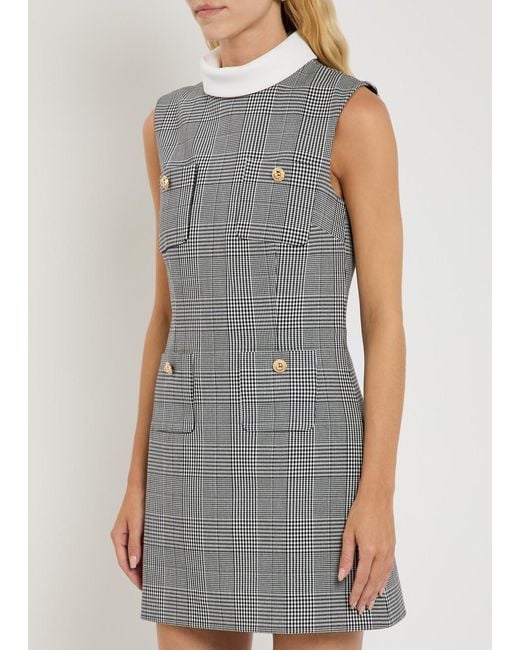Self-Portrait Gray Prince Of Wales Checked Woven Mini Dress