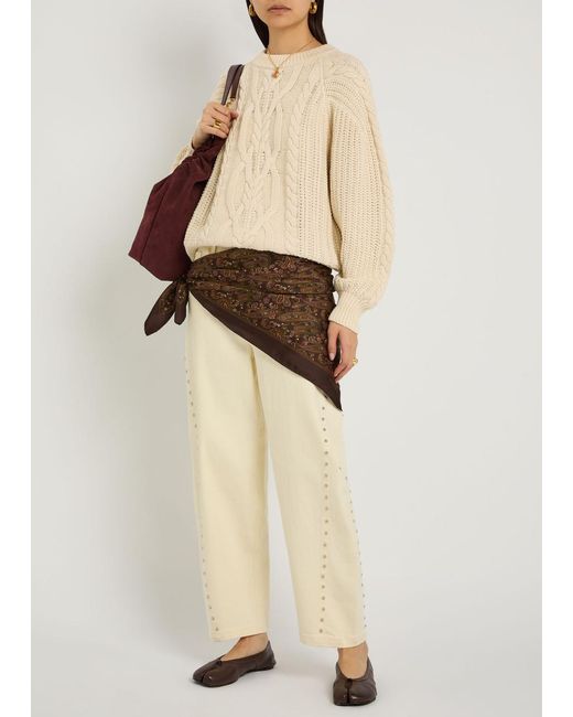 Free People Natural Frankie Cable-Knit Cotton Jumper