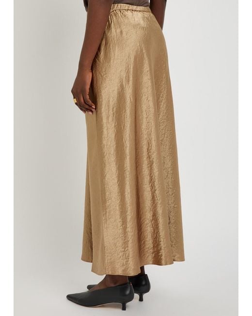 Eileen Fisher Natural Crinkled Satin Midi Skirt
