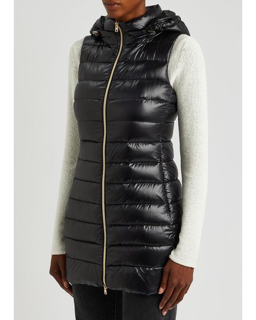 Herno Black Serena Quilted Hooded Shell Gilet